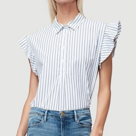 FRAME $248 Flounce Flutter Sleeve Popover Top Size S - Picture 1 of 5